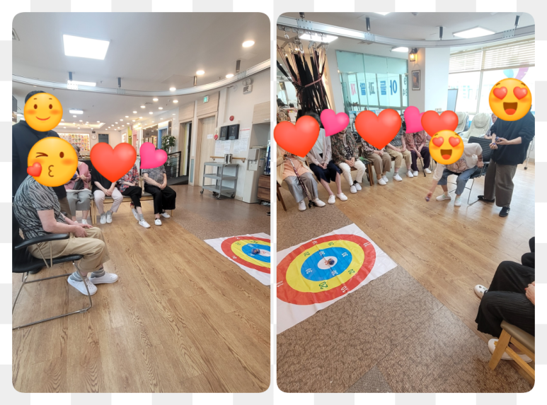 구미동주간보호센터_과녁에 오재미를 던지며 웃음꽃 활짝!활력 가득한 하루